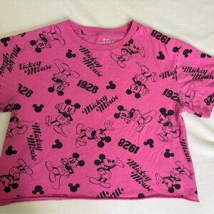 VINTAGE DISNEY PARKS Minnie Mouse Teen WomanCrop Top Short Sleeve Women’s M Pink